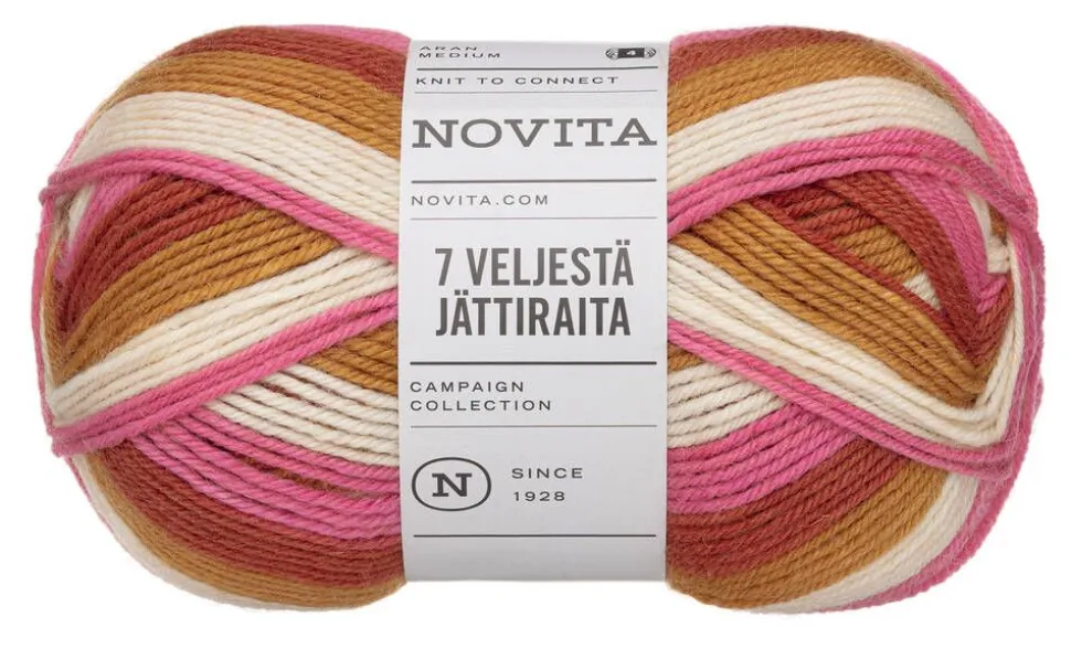 Novita 7 Veljestä Raita lanka Jättiraita 150g 8271 ilta-auri