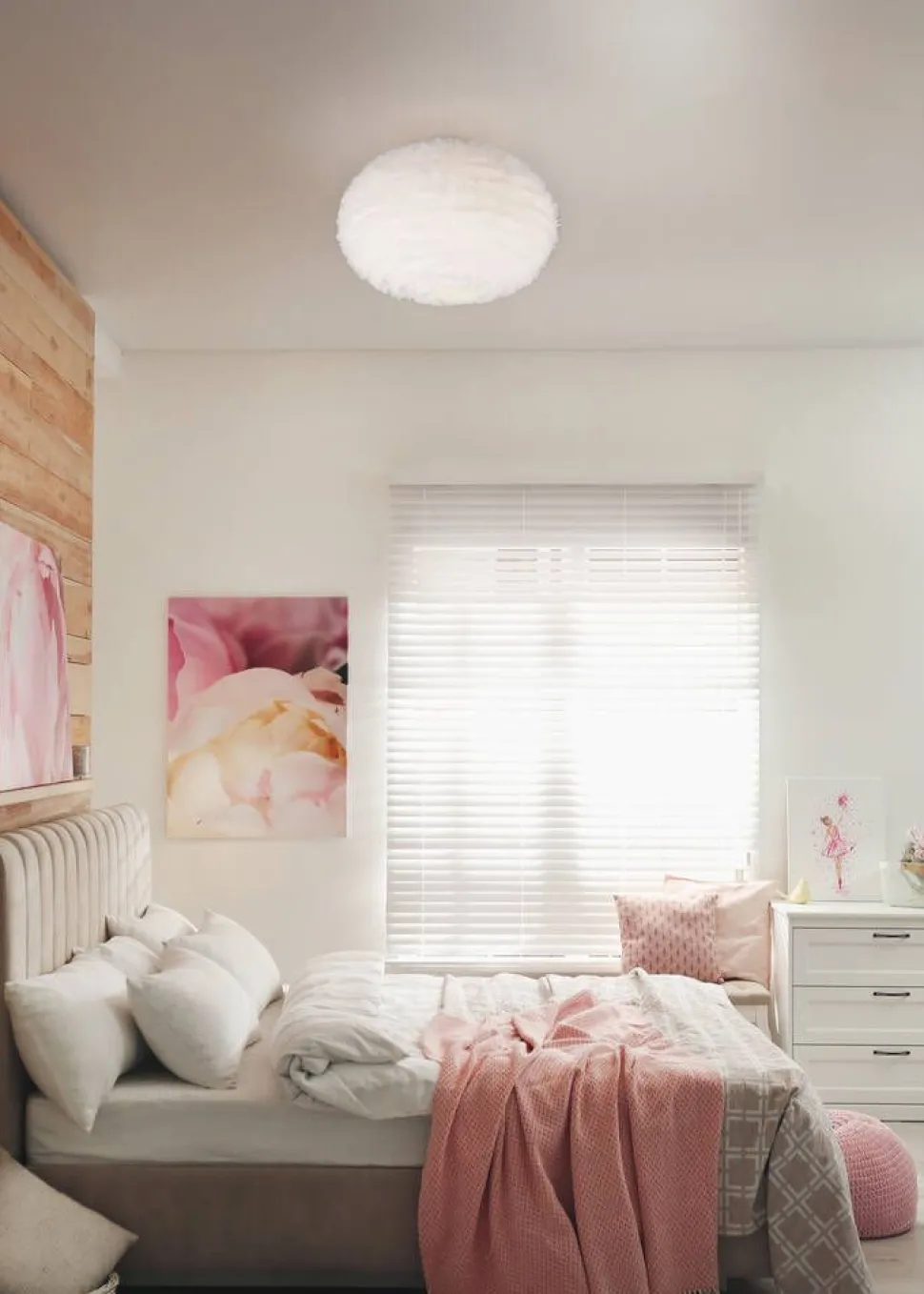 Trio Lighting kattovalaisin Furry 2xE27 hiekanvalkoinen