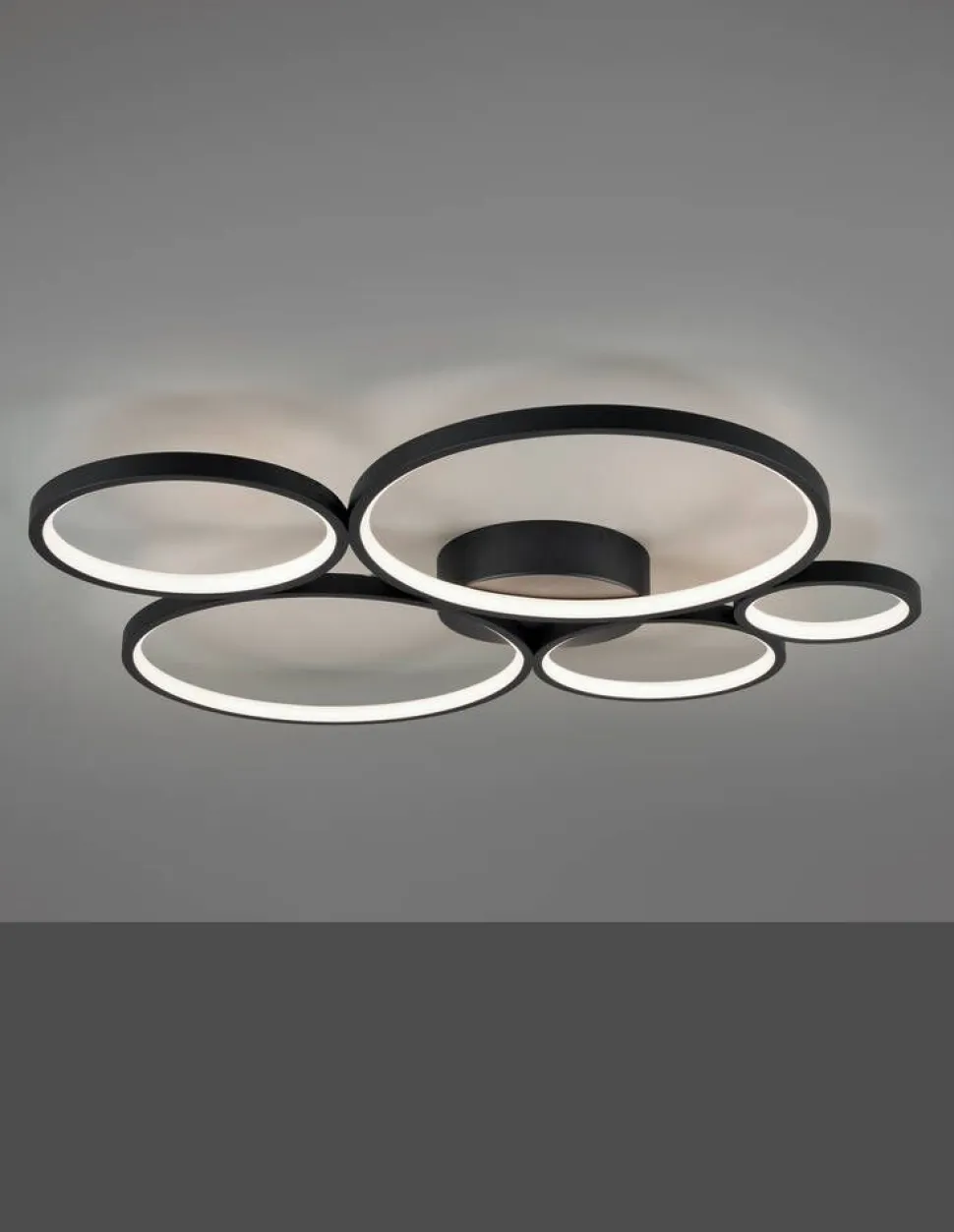 Trio Lighting kattovalaisin Rondo LED 5-os mattamusta