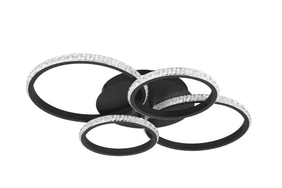 Trio Lighting LED kattovalaisin Cires mattamusta/kristallief