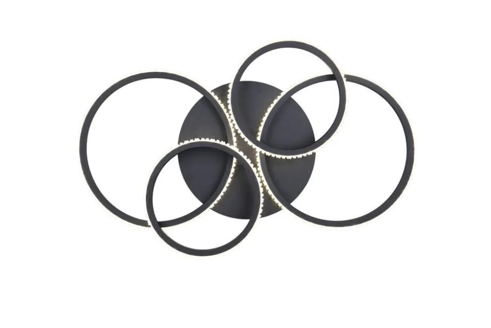 Trio Lighting LED kattovalaisin Cires mattamusta/kristallief