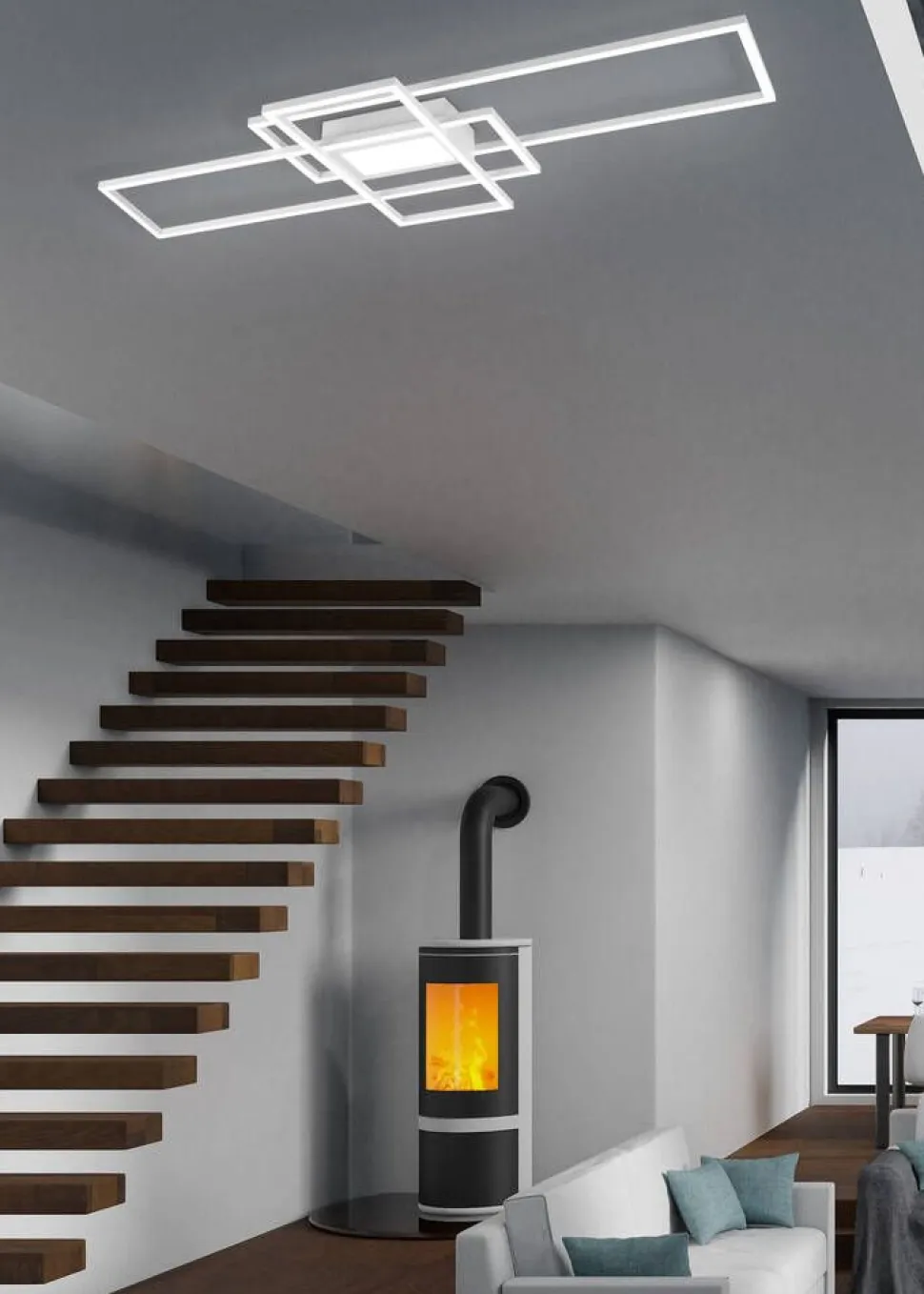 Trio Lighting LED kattovalaisin Irvine mattavalkoinen