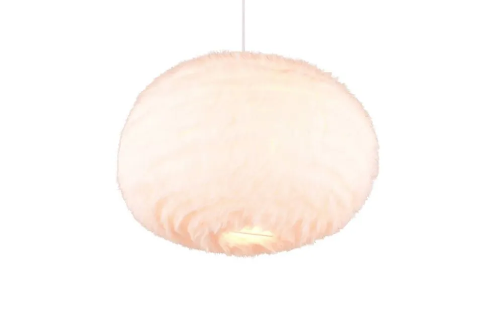 Trio Lighting riippuvalaisin Furry 50 cm E27 hiekanvalkoinen