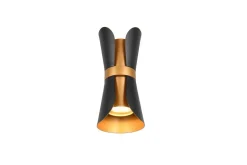 Trio Lighting seinävalaisin Coat 2xGU10 mattamusta/kulta
